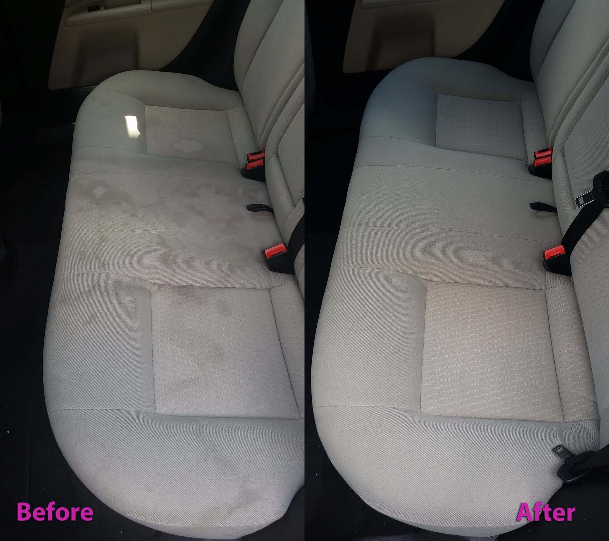 Car seat cleaning before and after
