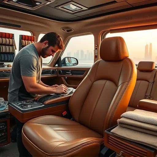 Luxury tan leather car interior