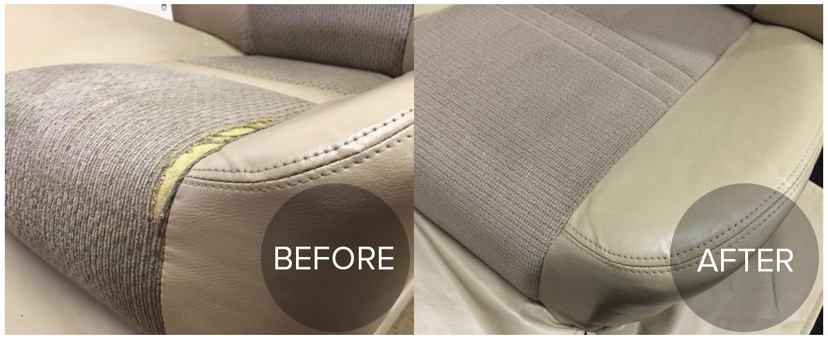 Seat bolster repair before and after