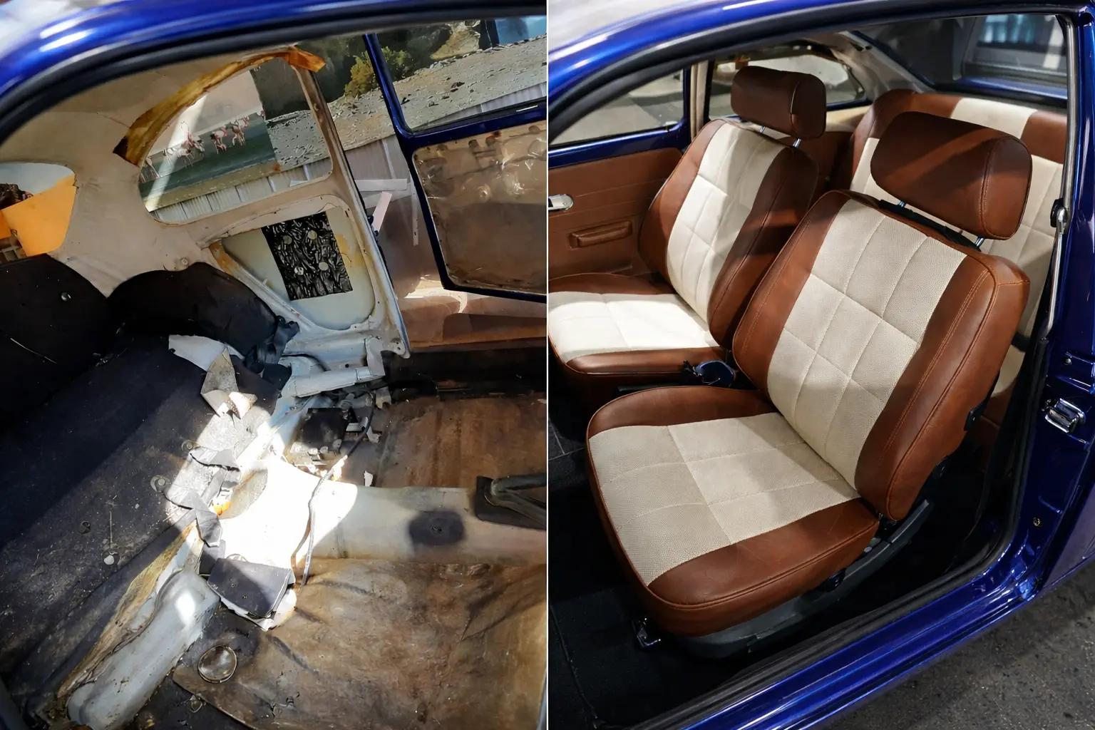 Complete car interior restoration before and after