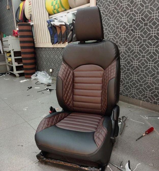 Premium diamond quilted dark brown seat cover